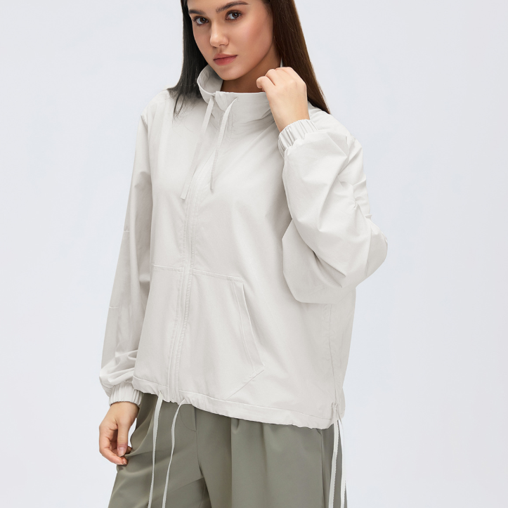 Spring Sports Casual Stand Collar Coat Women Loose All Match Long Sleeved Sports Workout Clothes Top