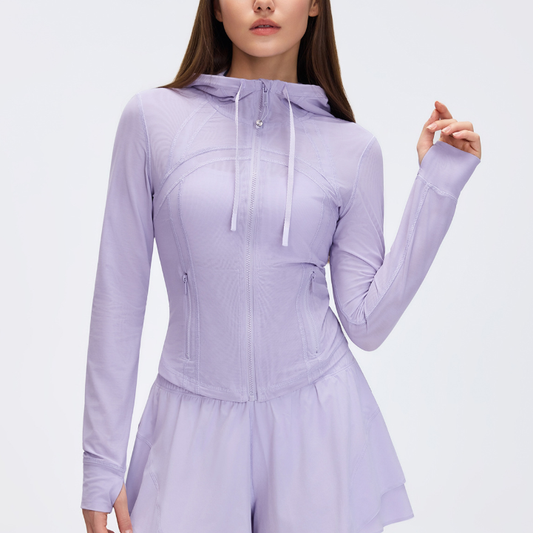Breathable Mesh Hooded Yoga Jacket Naked Women Sense Slim Fit Slimming Zipper Running Sports Fitness Jacket