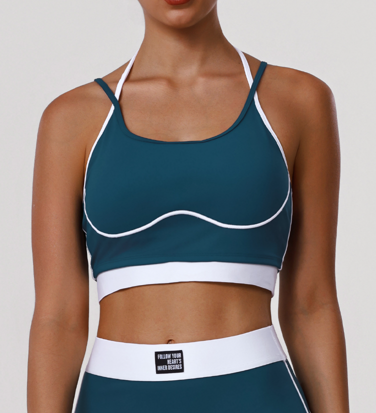 Thin Belt Color Matching Workout Bra Shockproof Outdoor Running Training Sports Underwear Yoga Vest with Pad