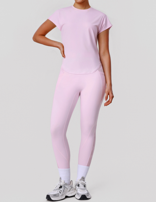 Nude Feel Slim Fit Slimming Yoga Suit Quick Drying Breathable Top Workout Clothes Sports Tights Two Piece Sets