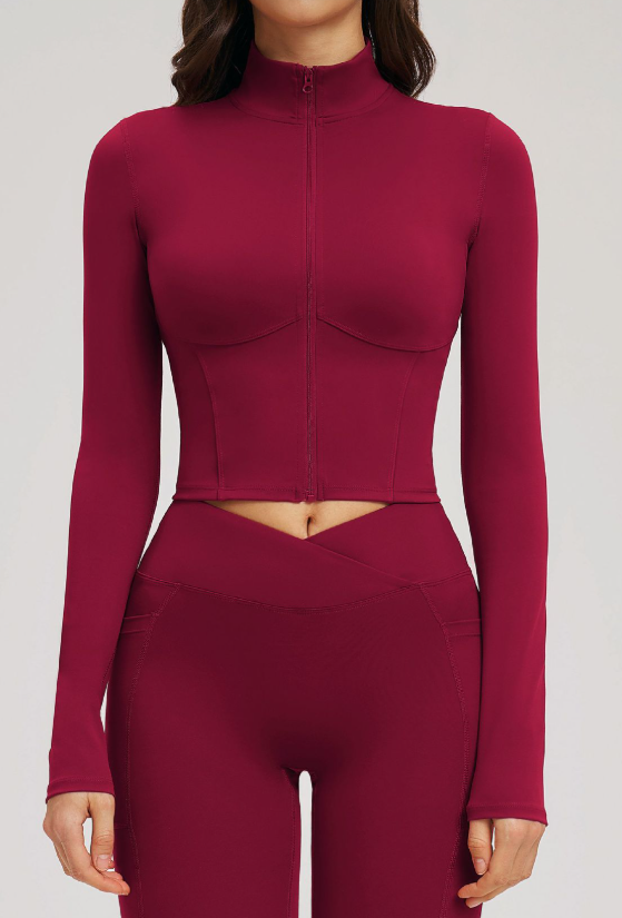 Nude Feel Yoga Jacket Stand Collar Zipper Skinny Jacket Outdoor Running Sports Casual Top