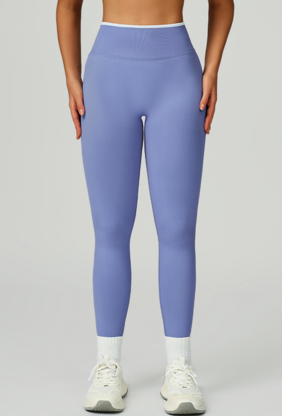 Seamless Yoga Trousers Contrast Color Binding High Waist Slim Trousers Sports Running Fitness Pants