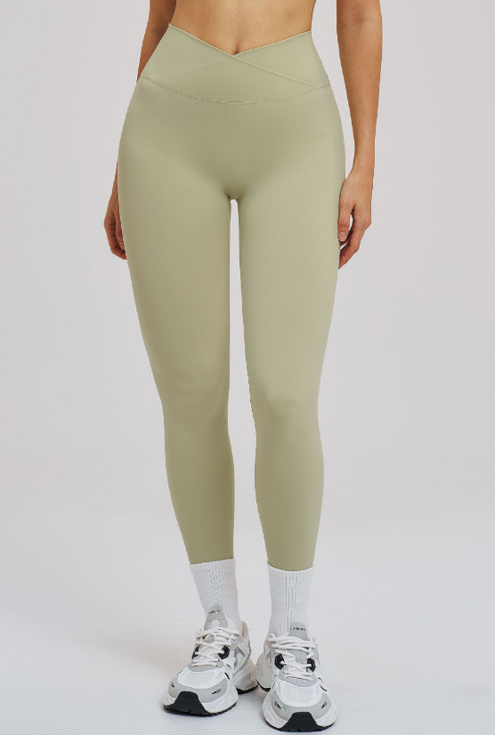 Brushed Yoga Trousers Cross Waist Skinny Workout Pants Outdoor Cycling Running Trousers