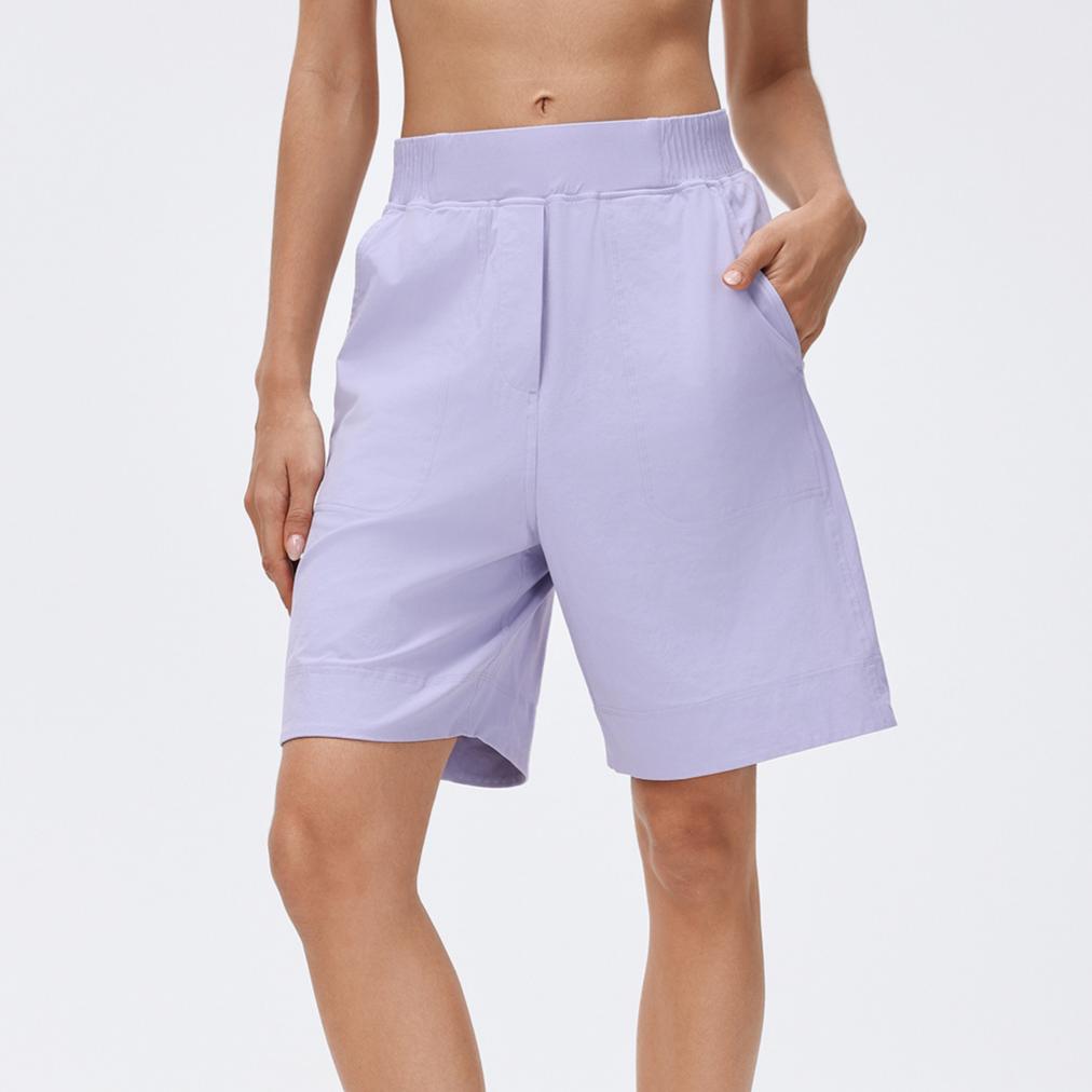 High Waist Casual Cropped Pants Women Lightweight Breathable Sports Running Shorts Loose Straight Fitness Summer