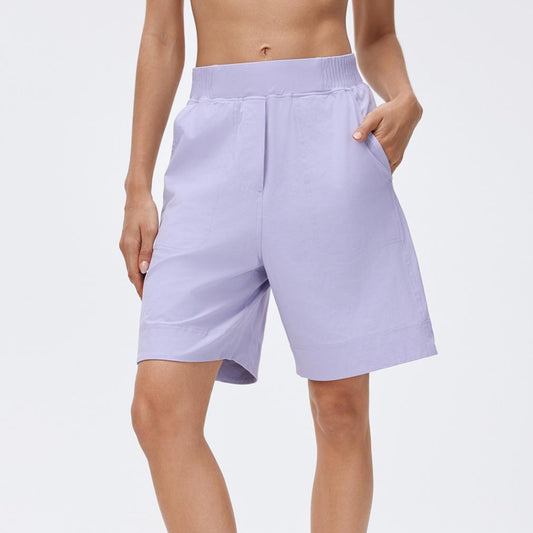 High Waist Casual Cropped Pants Women Lightweight Breathable Sports Running Shorts Loose Straight Fitness Summer