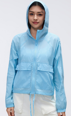 Outdoor Lightweight Sun Protection Hooded Top Waterproof Cardigan Long Sleeve Breathable Loose Sports Jacket Women