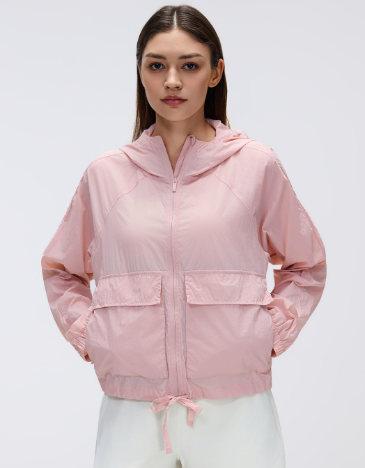 Outdoor Lightweight Sun Protection Hooded Top Waterproof Cardigan Long Sleeve Breathable Loose Sports Jacket Women