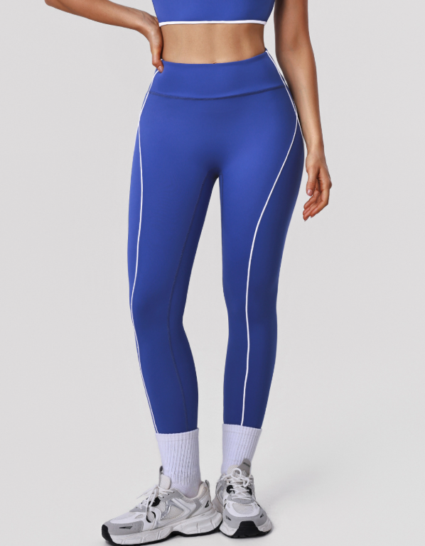 Contrast Color Nude Feel Yoga Pants Tight Hip Training Workout Pants Outdoor Running Sports High Waist Cropped Pants