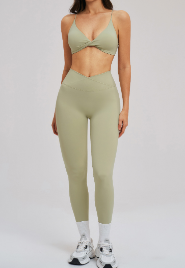 Yoga Brushed Thin Belt Beauty Back Body Hugging Outdoor Running Exercise Sports Two Piece Sets