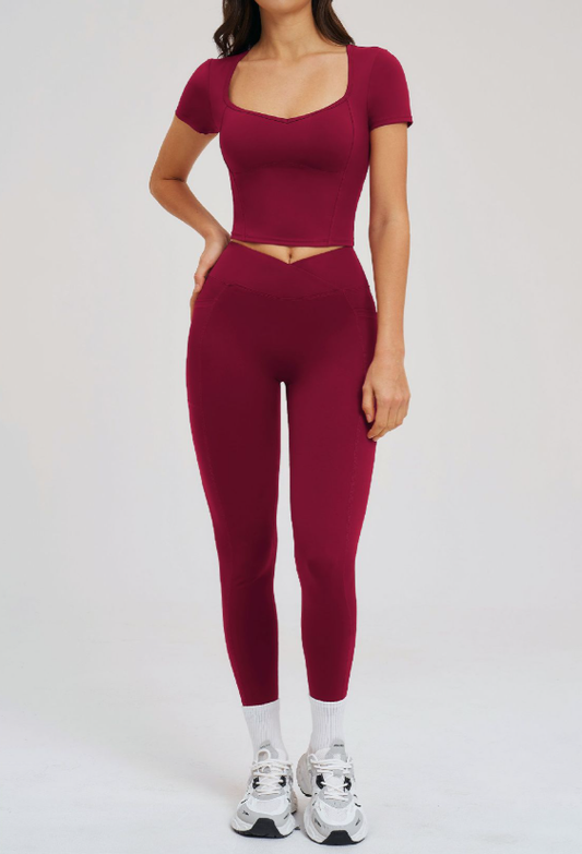 Spring Yoga Suit Tight Nude Feel Casual Set Outdoor Running Workout Exercise Outfit