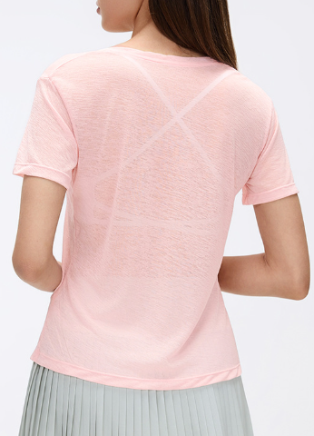 Summer V neck Bunchy Yarn Lightweight Breathable Sports T shirt Women Running Fitness Short Sleeve Yoga