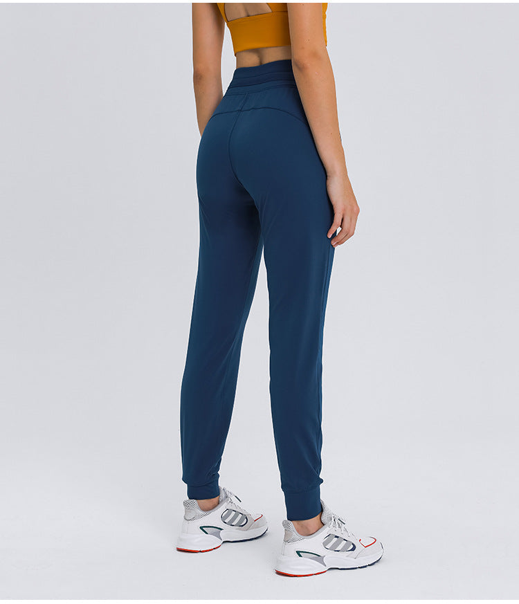 High Waist Yoga Pants Women Drawstring Quick Drying Elastic Running Fitness Pants Slim Fit Slimming Tappered Sports Pants
