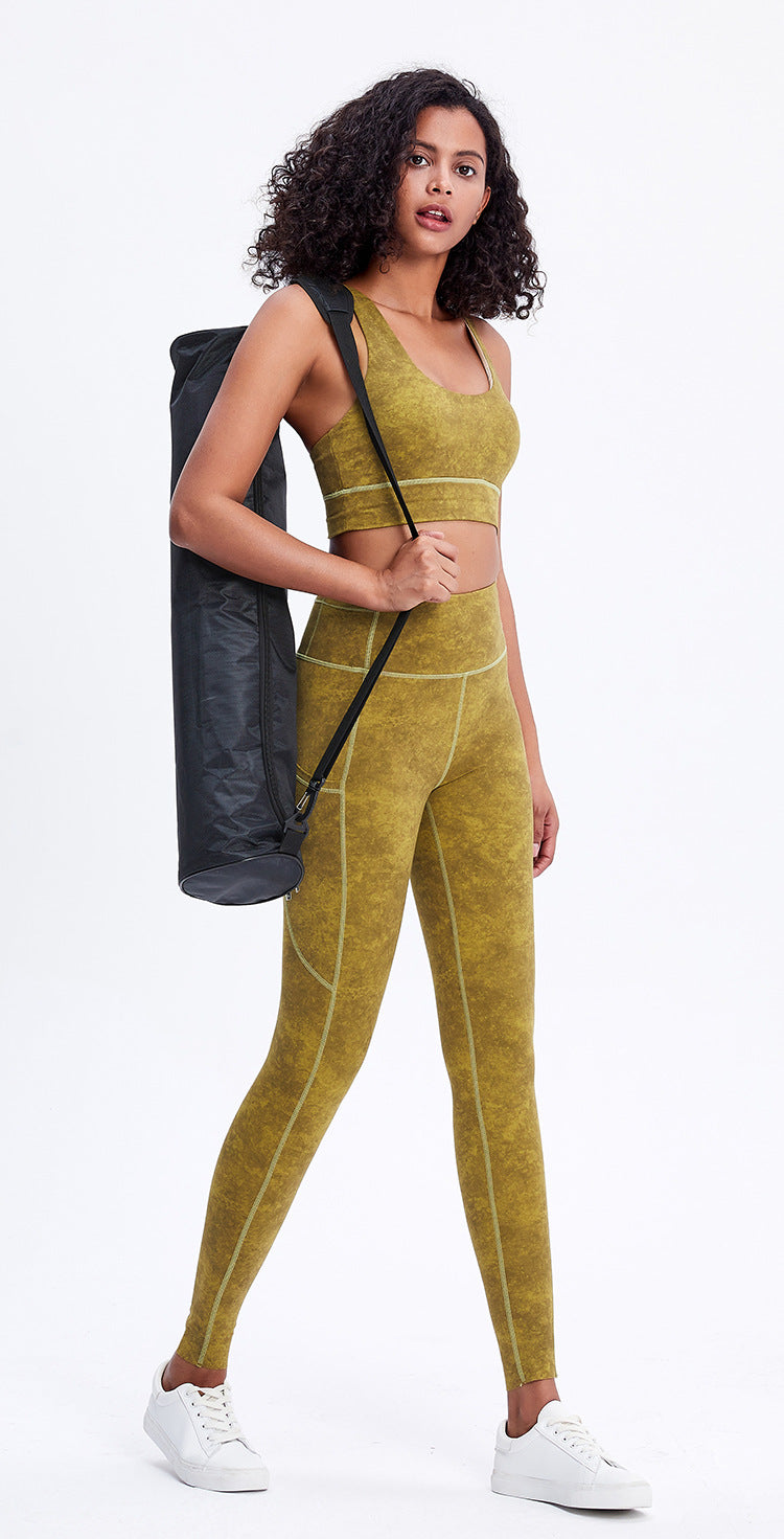 Nude Feel Pocket Sports Tights High Waist Hip Lift Running Stretch Fitness Quick Drying Yoga Pants Women
