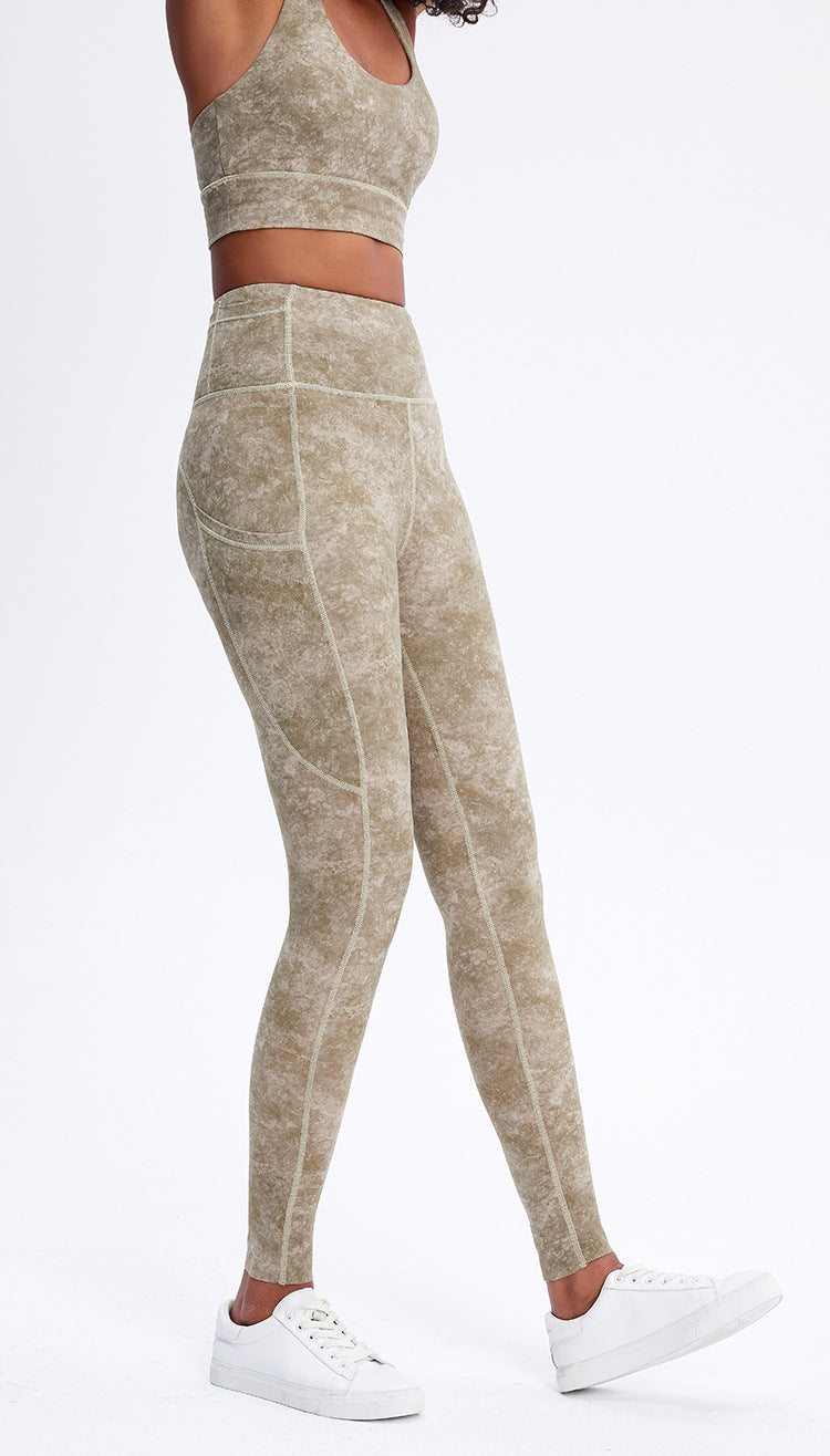 Nude Feel Pocket Sports Tights High Waist Hip Lift Running Stretch Fitness Quick Drying Yoga Pants Women
