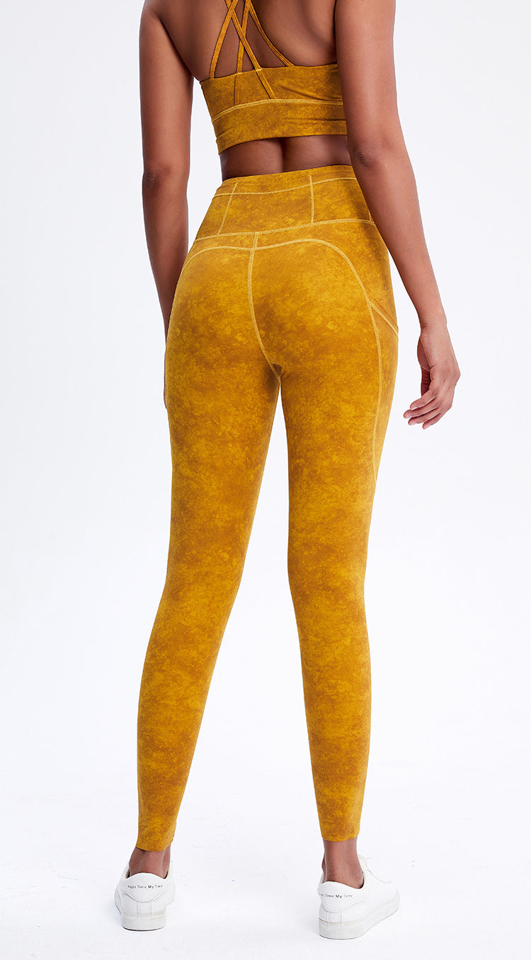Nude Feel Pocket Sports Tights High Waist Hip Lift Running Stretch Fitness Quick Drying Yoga Pants Women