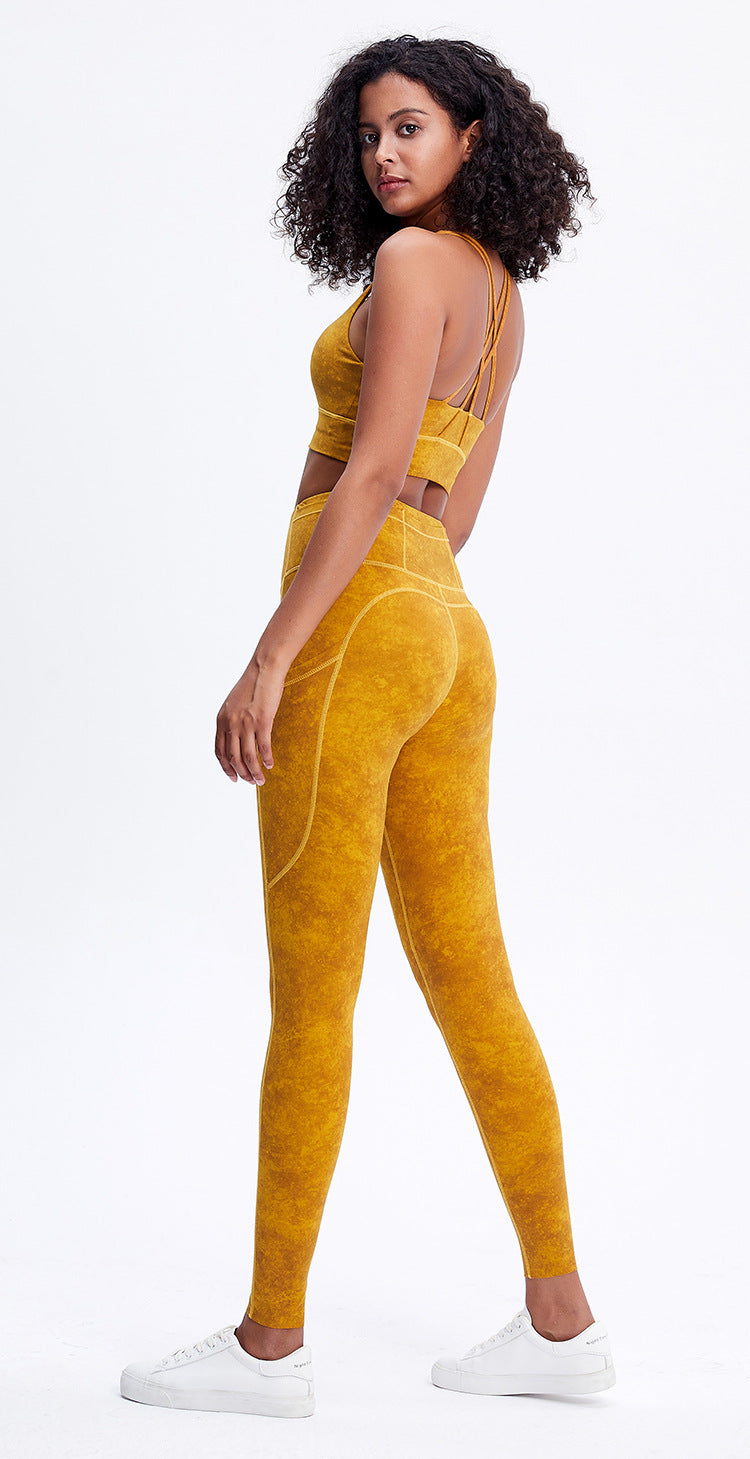 Nude Feel Pocket Sports Tights High Waist Hip Lift Running Stretch Fitness Quick Drying Yoga Pants Women