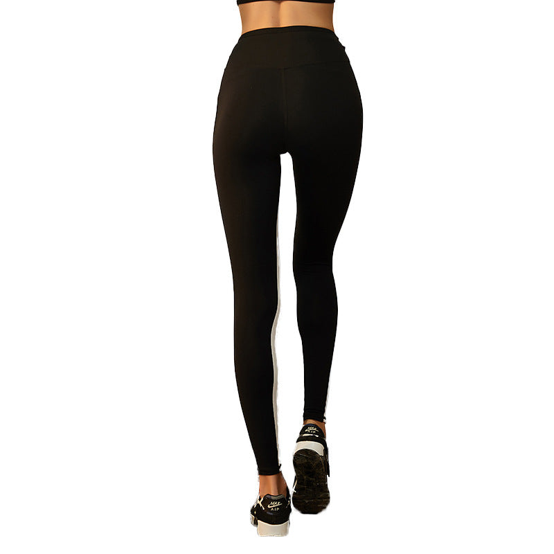 Tight Stretch Workout Pants Women Hip Lifting Sports Pants Stitching Design Yoga Training Pant Trousers
