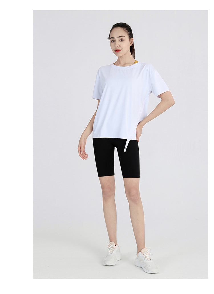 Yoga Clothes Women Spring Summer Short Sleeve Quick Drying Clothes T-shirt Slimming Internet Celebrity Workout Clothes Morning Running Loose Sports Top