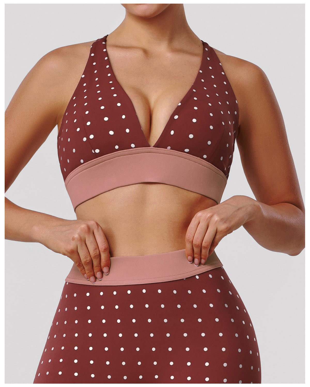 Push up Color Matching Dot Sexy Yoga Underwear Cross Beauty Back High Elastic Sports Underwear Training Workout Clothes