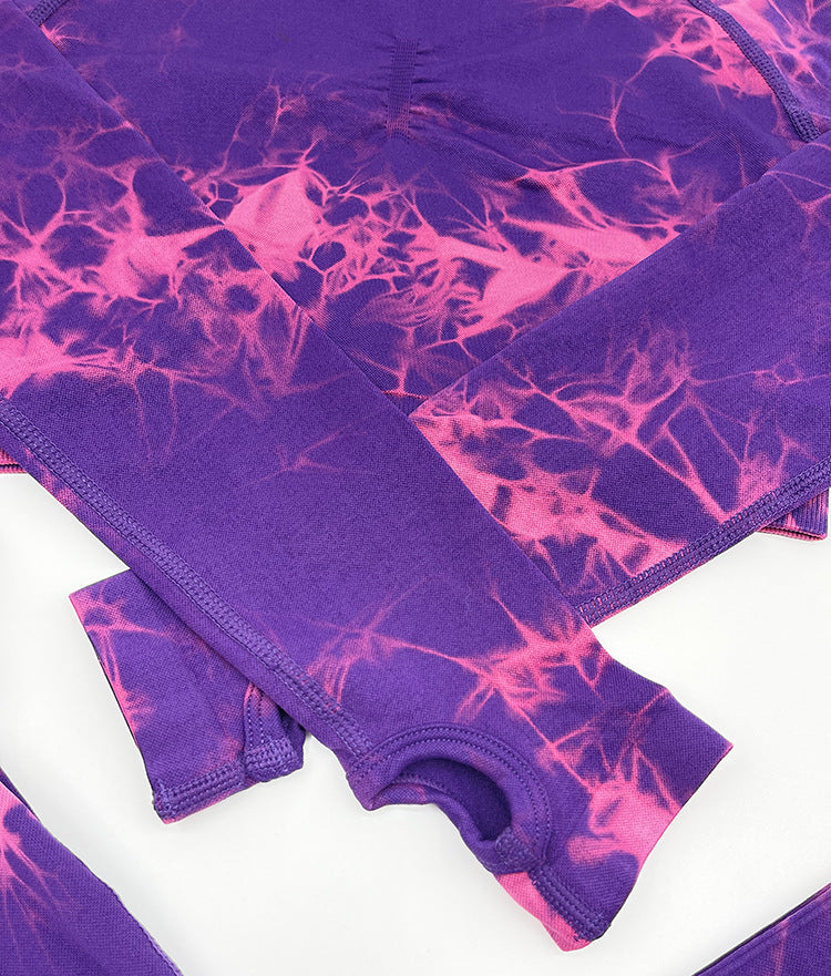 Tie Dye Sports Suit Women High Waist Hip Lift Tight Sports Pants Outdoor Fitness Breathable Yoga Clothes