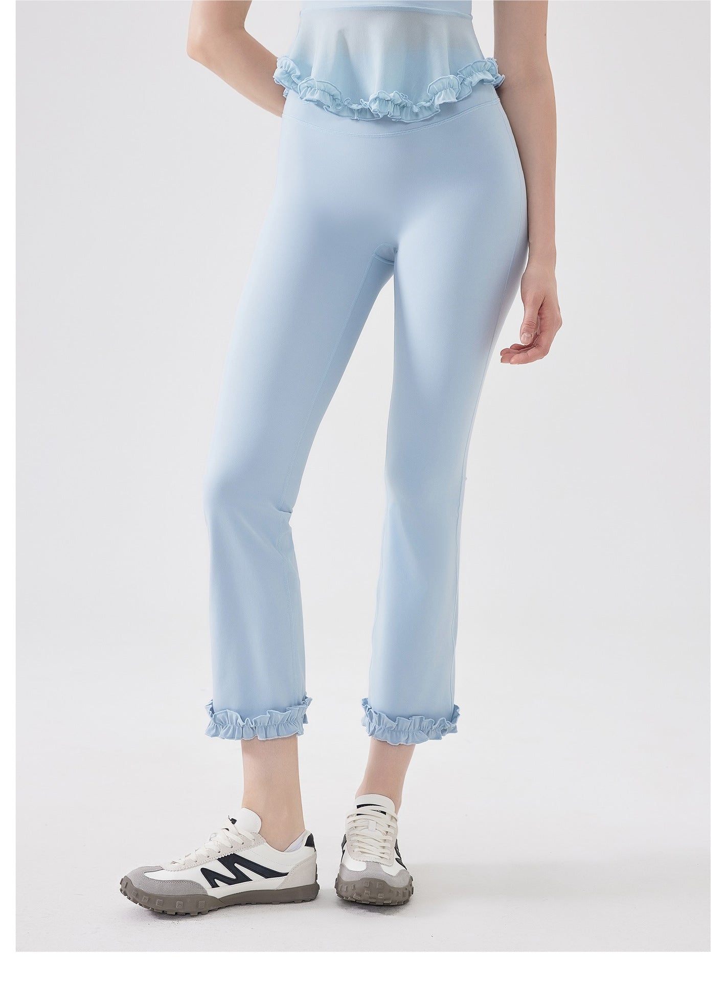 High Waist Lace Slimming Smoke Tube Cropped Pants Slim Fit Yoga Pants Women Hip Lifting Running Workout Pants Fitness Pants