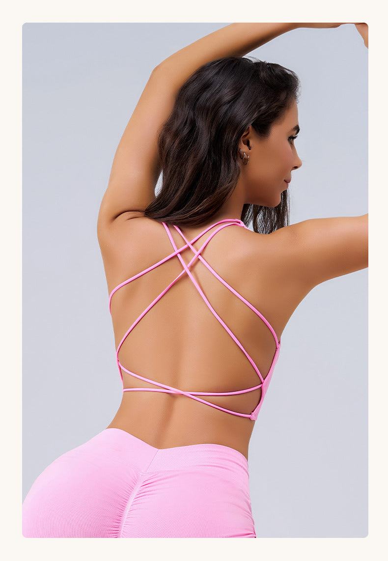 Beauty Back Running Exercise Underwear Women Medium High Strength Yoga Clothes Vest Shockproof Push Up Bra Fitness