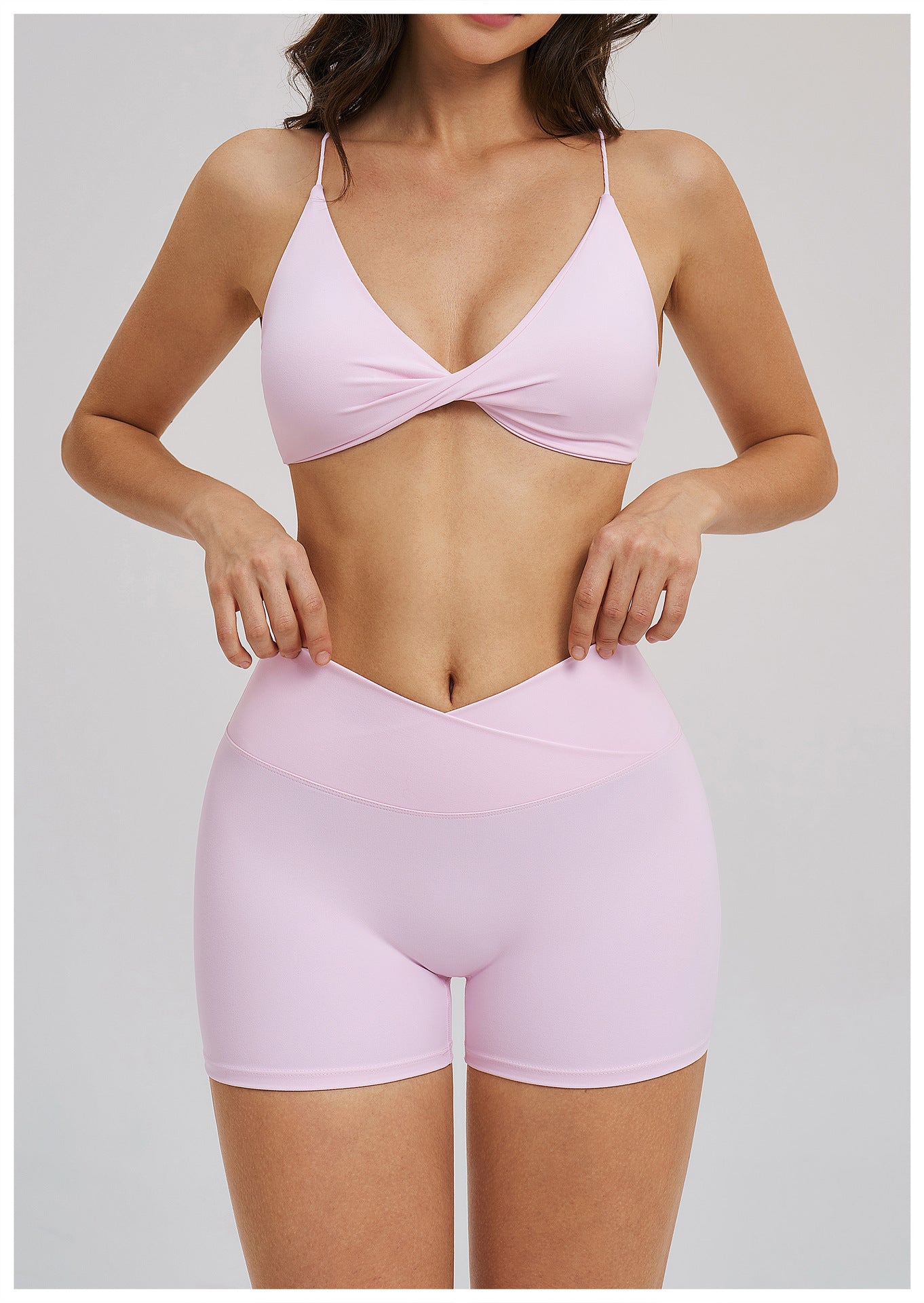 Brushed Yoga Thin Belt Beauty Back Casual Fitness Outdoor Running Exercise Sports Two Piece Sets