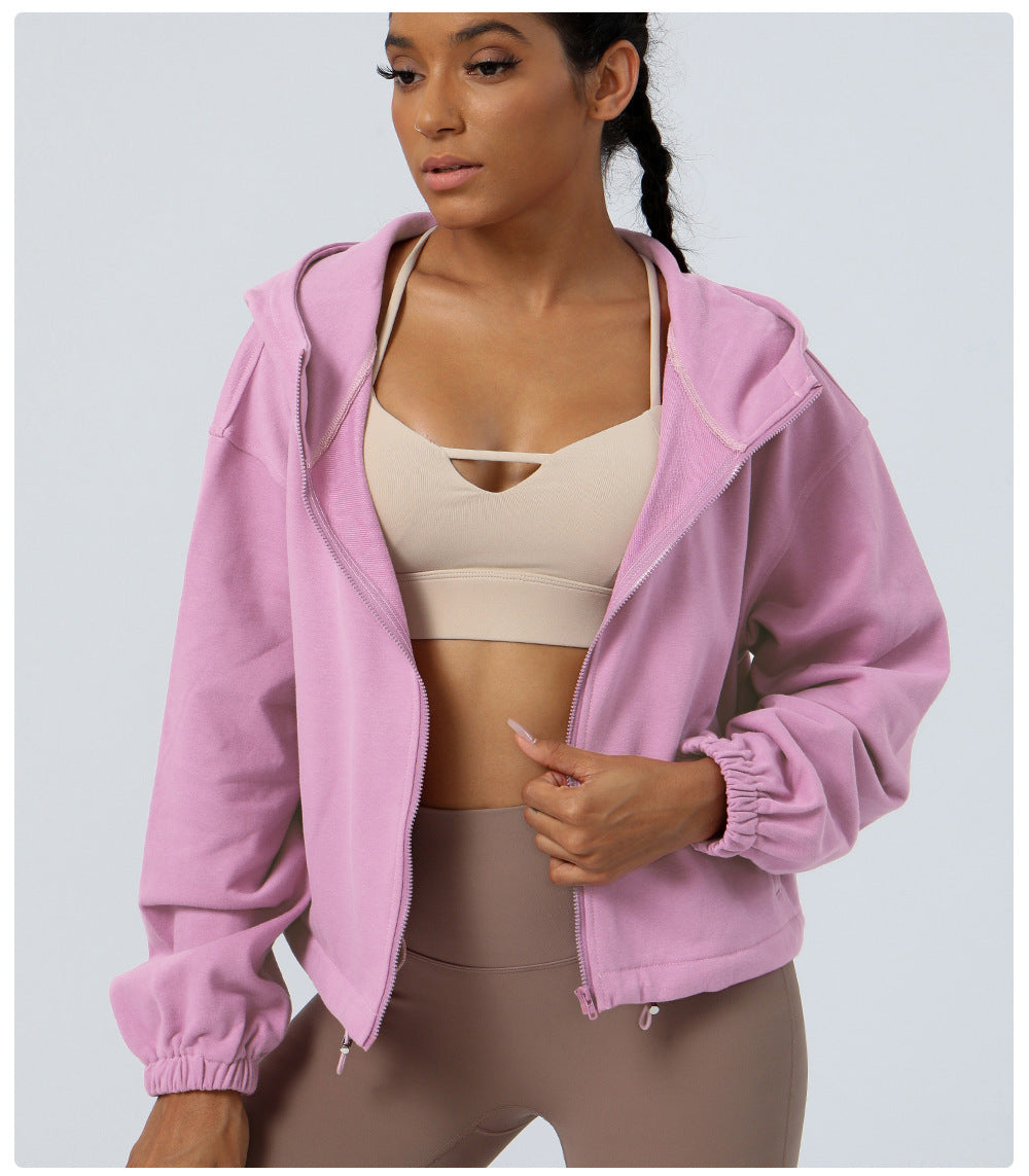 Loose Casual Sports Sweater Workout Top Outdoor Running Cycling Training Zipper Coat Sweatshirt Women