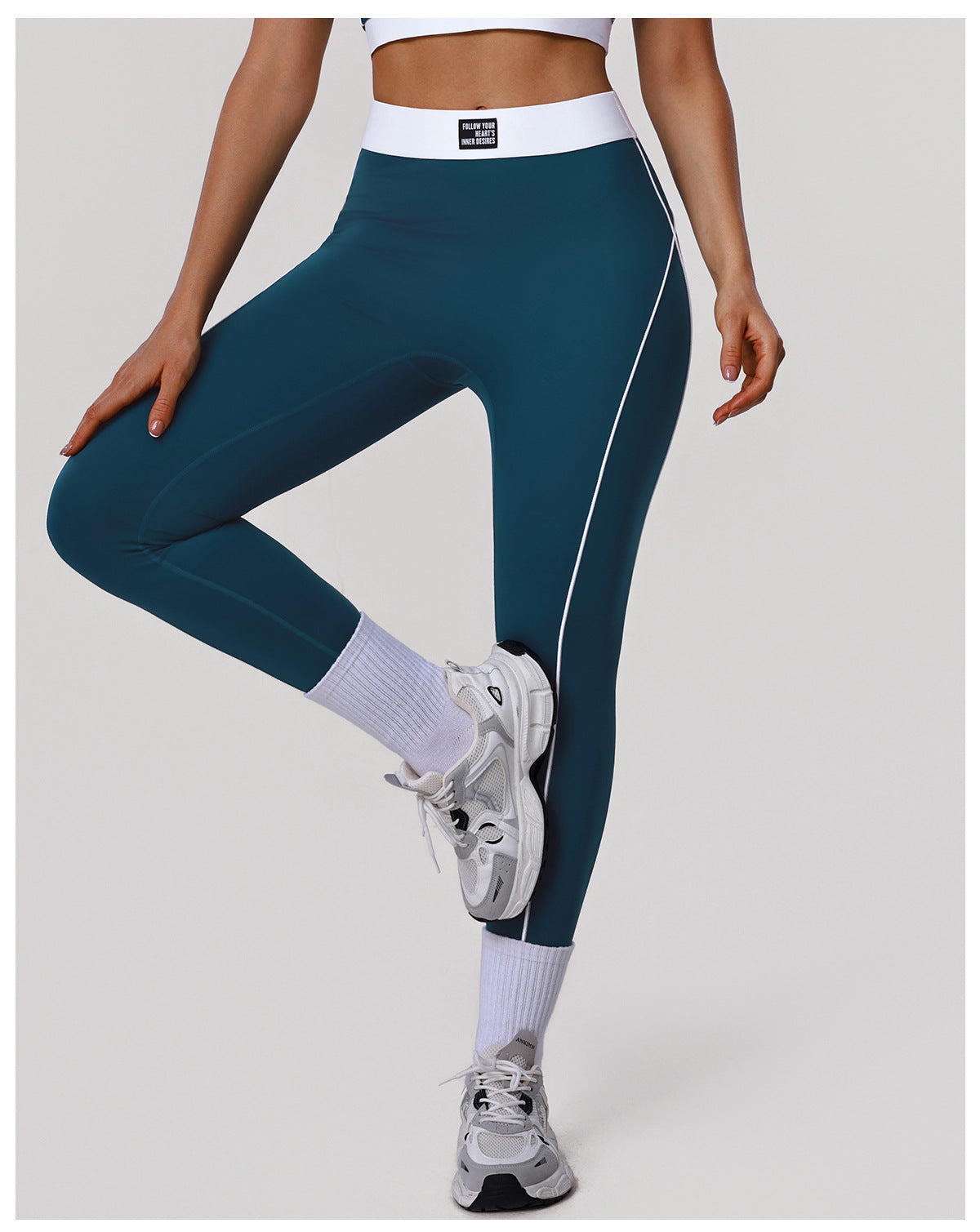 Peach Hip Raise Yoga Pants Color Matching High Waist Belly Contracting Sports Tights No T Line Outdoor Running Fitness Pants