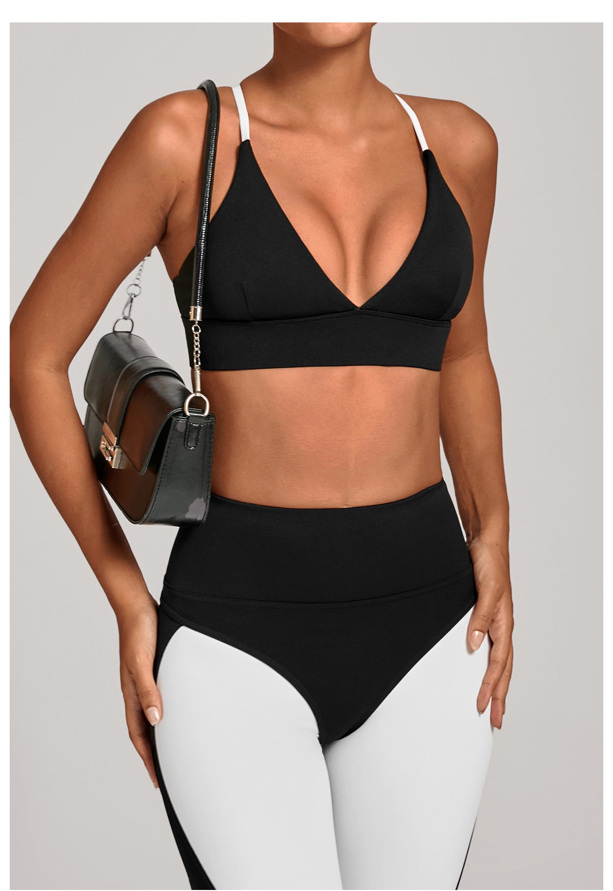 Women Autumn Sand Adjustable Shoulder Strap Sports Underwear Shockproof Color Matching Yoga Bra Outdoor Workout Clothes