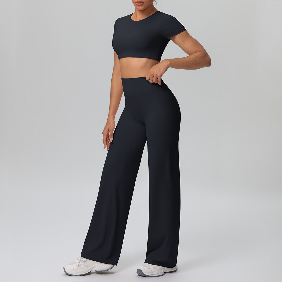 Nude Feel Outdoor Sports Short Sleeve Outdoor Running with Chest Pad Straight Leg Pants Yoga Clothes Leggings Yoga Set