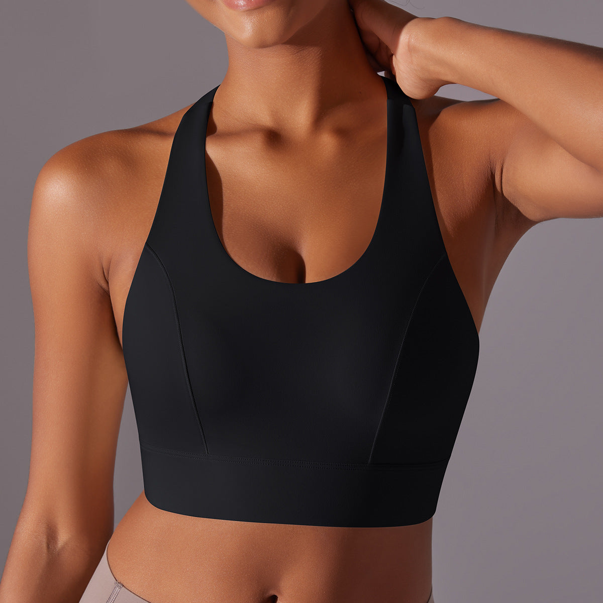 High Strength Sports Underwear One Piece Chest Pad Seamless Hook Eye Closure Yoga Vest Shockproof Push up Beauty Back Yoga Bra