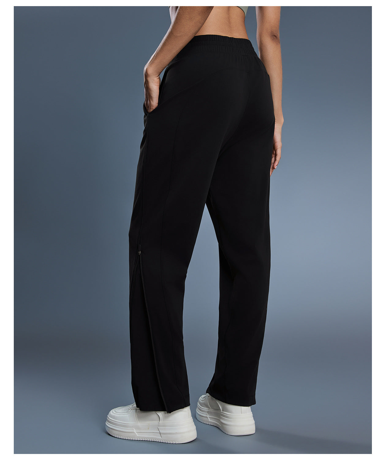 Casual Sports Pants Women Solid Color All Matching Thin Breathable Zipper Trousers Two Way Wear Workout Running Pants