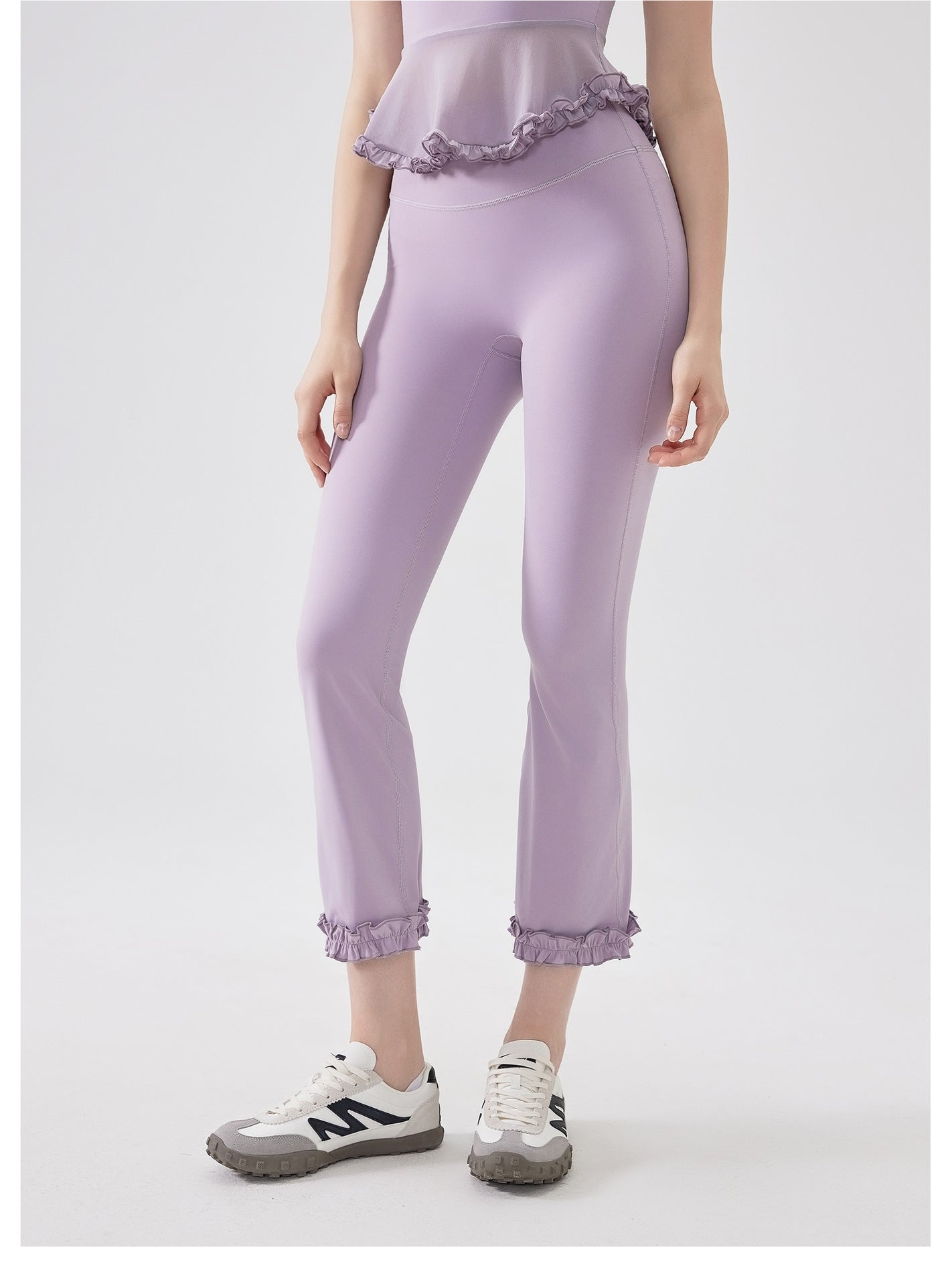 High Waist Lace Slimming Smoke Tube Cropped Pants Slim Fit Yoga Pants Women Hip Lifting Running Workout Pants Fitness Pants