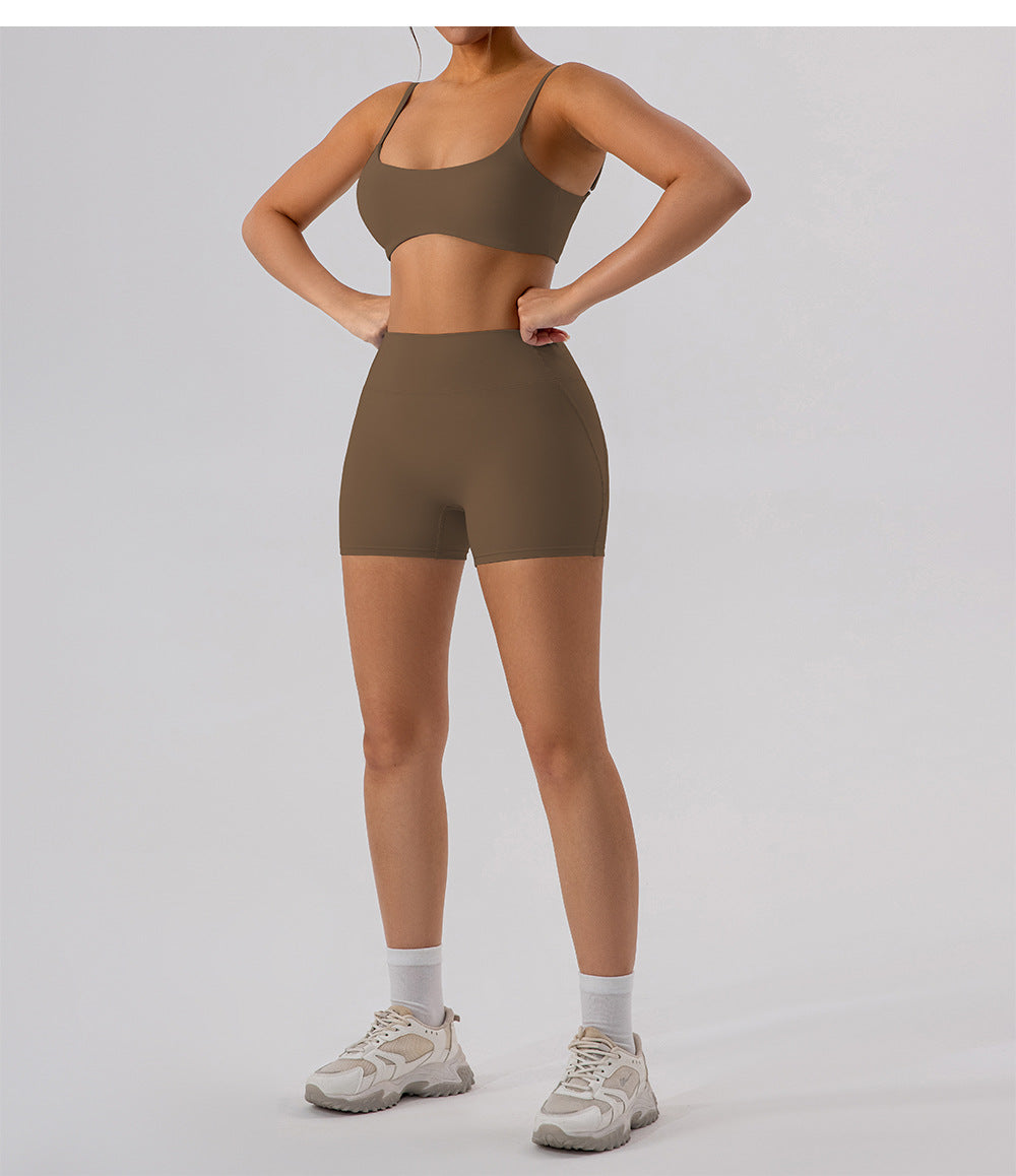 Hip Raise High Waist Yoga Shorts Women Running Slim Fit Sports Shorts Nude Feel Outer Wear Training Belly Contracting Fitness Pants