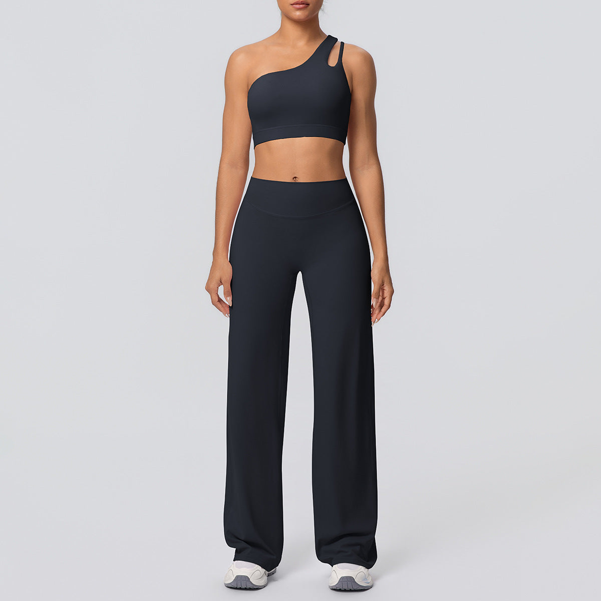 Oblique Shoulder Backless Bra Nude Feel Sports Vest Running Yoga Pants Fitness Straight-Leg Pants Yoga Set Women