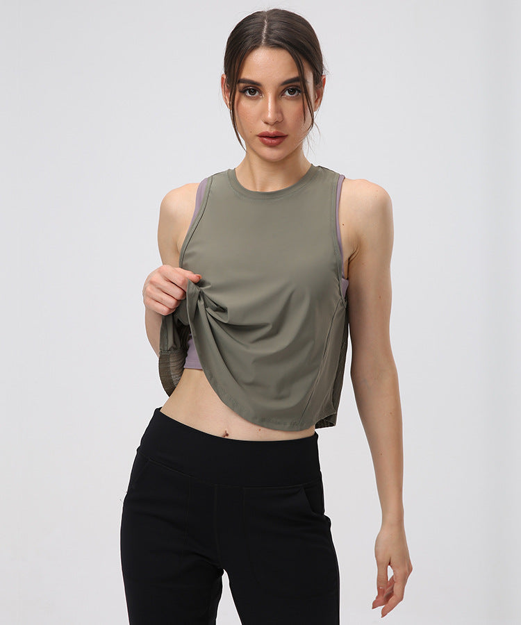 Yoga Short Sleeve Women Pleated Crumpled Half Waist Sports Blouse Casual All-Matching Yoga Jacket