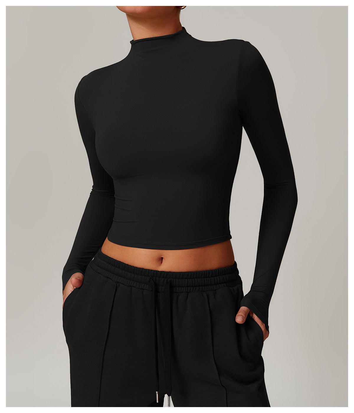 Quick Drying Fitness Sports Long Sleeved Top Turtleneck Tight Fitting Outerwear All Match Long Sleeve Yoga Wear