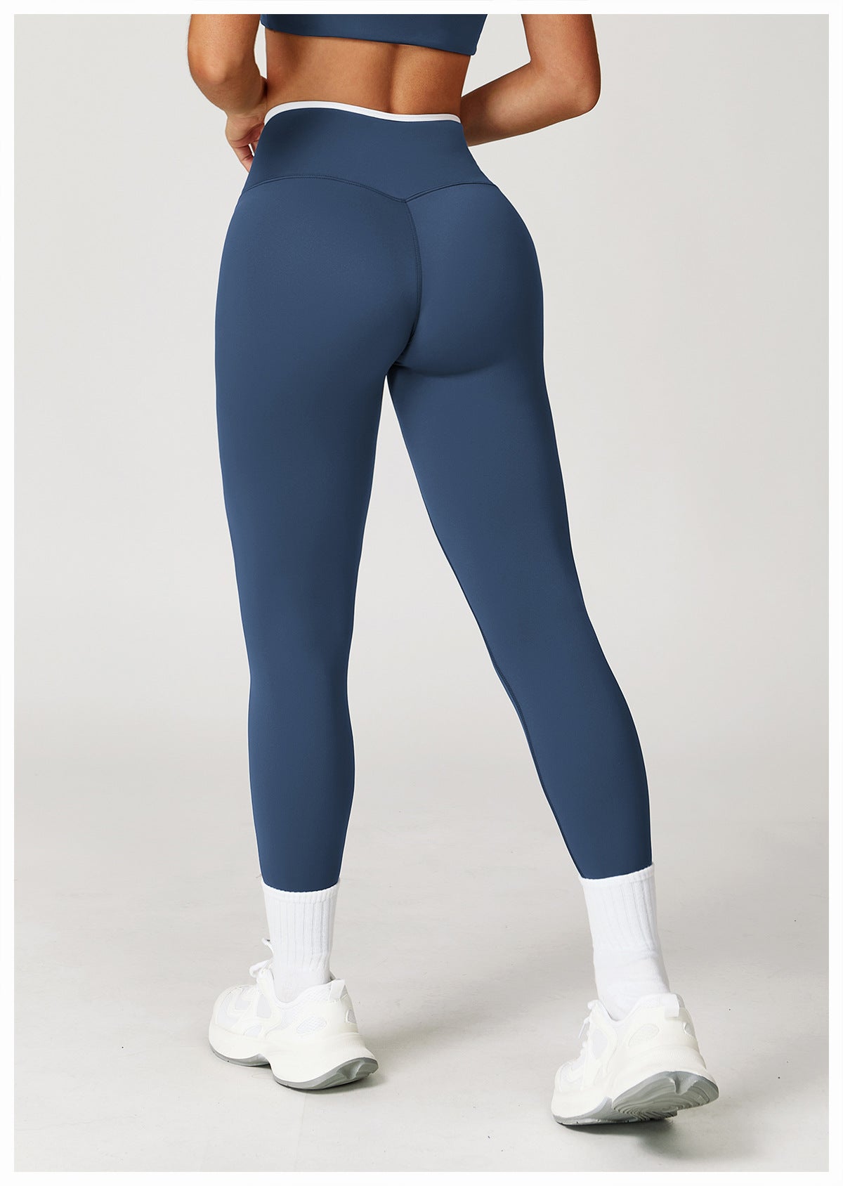Sollinarry Nude Feel Skinny Yoga Pants Cross High Waist Contrast Color Tights Women Sports Running Fitness Pants