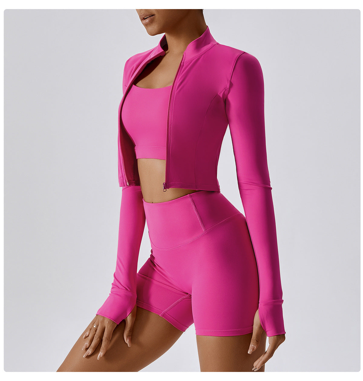 Zipper Outdoor Running Sports Yoga Jacket Slimming Workout Long Sleeve Coat Girls Quick Drying Yoga Clothes