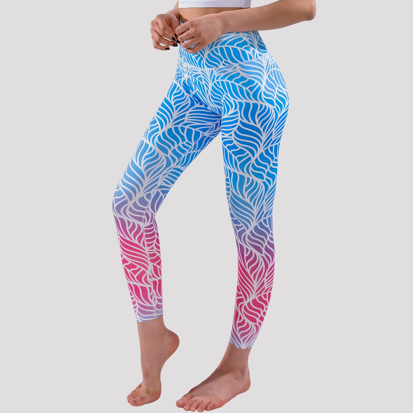 Autumn Winter Yoga Pants High Waist Hip Lift Gradient Color Digital Printing Running Fitness Clothes Women Thinner Pants
