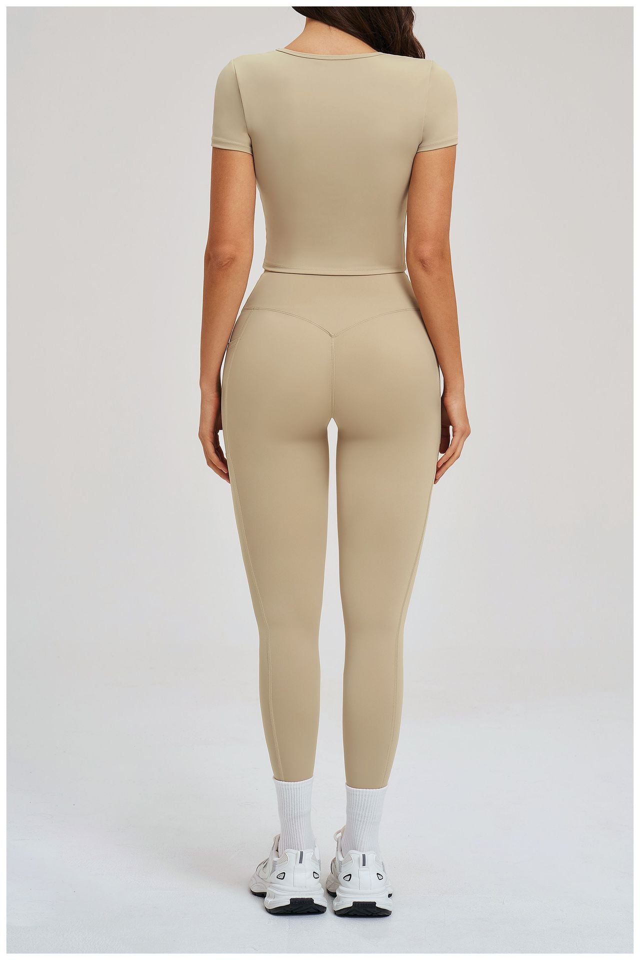 Spring Yoga Suit Tight Nude Feel Casual Set Outdoor Running Workout Exercise Outfit