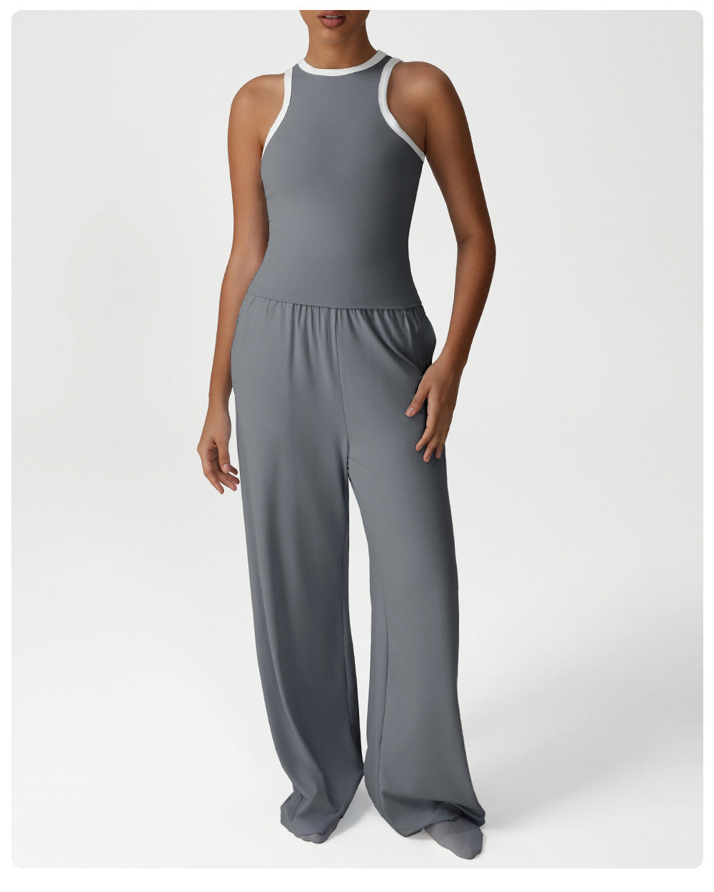 Loose Wide Leg Yoga Pants Women Running Training Slim Fit Vest Two Piece Sets Workout Clothes Dance Sports