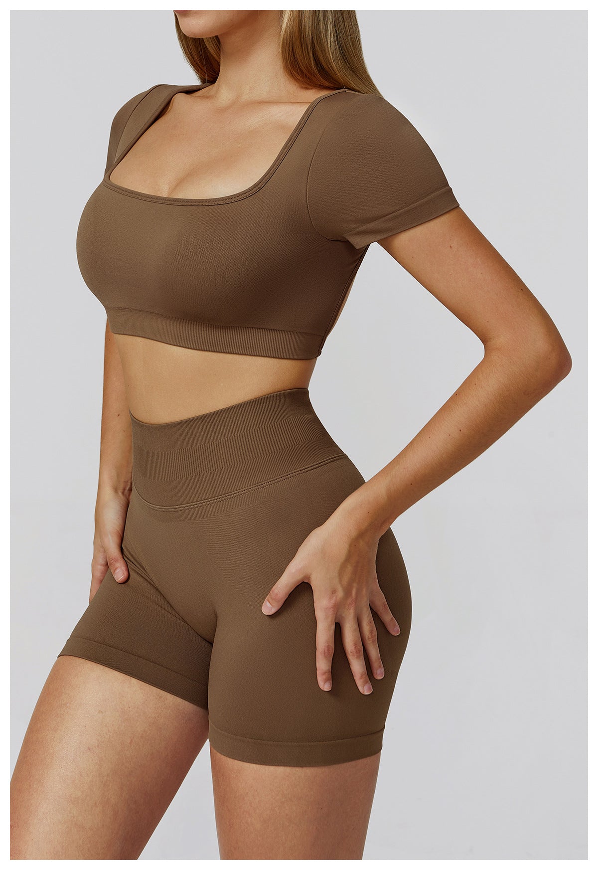 Autumn Winter Seamless Yoga Clothes for Women Hollow Out Cutout-out Beauty Back Slim Fit Yoga Short Sleeve Outdoor Running Top