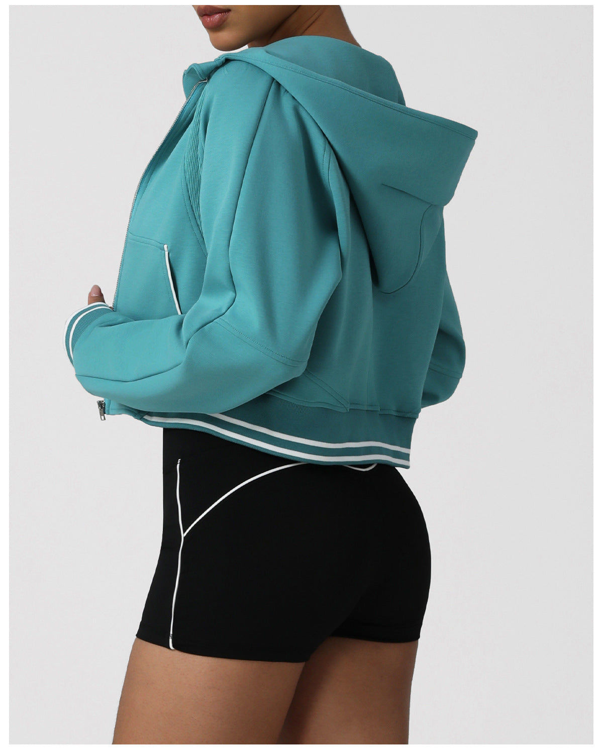 Arrival Sports Casual Long Sleeve Thermal Jacket Autumn Winter Contrast Color Hooded Zipper Jacket Thick Sweater Workout Clothes
