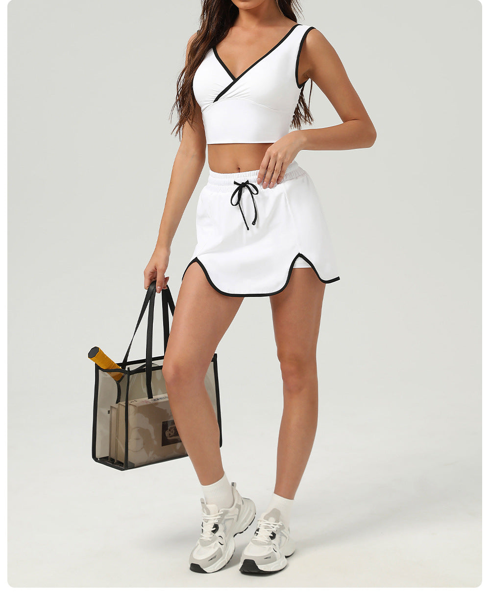 Summer Sports Casual Suit Running Exercise Vest Short Skirt Golf Suit Badminton Tennis Women