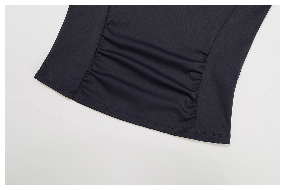 Sollinarry Nude Feel round Neck Yoga Long Sleeve Slim Fitting Belly Contracting High Sense Sports Top Outdoor Running Fitness Clothes