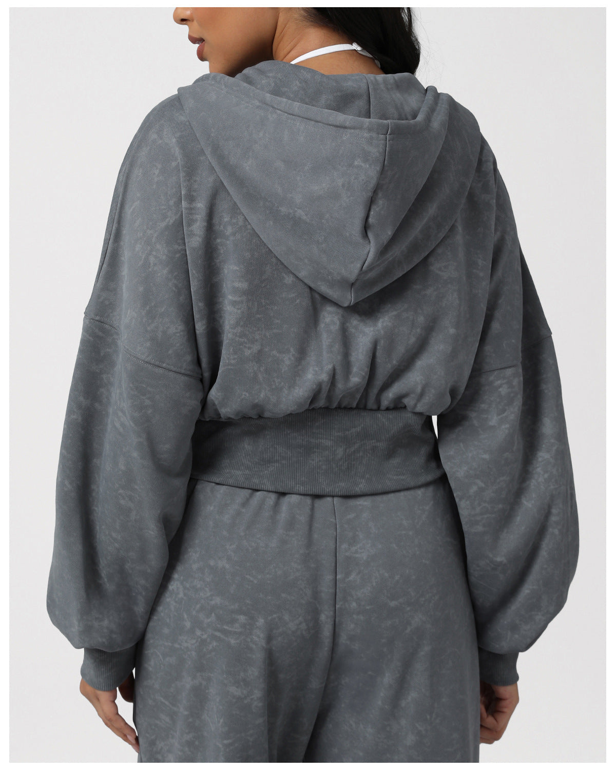 Autumn Winter Sports Casual Hooded Hoodie Short Waist Retro Printed Cardigan Coat Yoga Workout Clothes