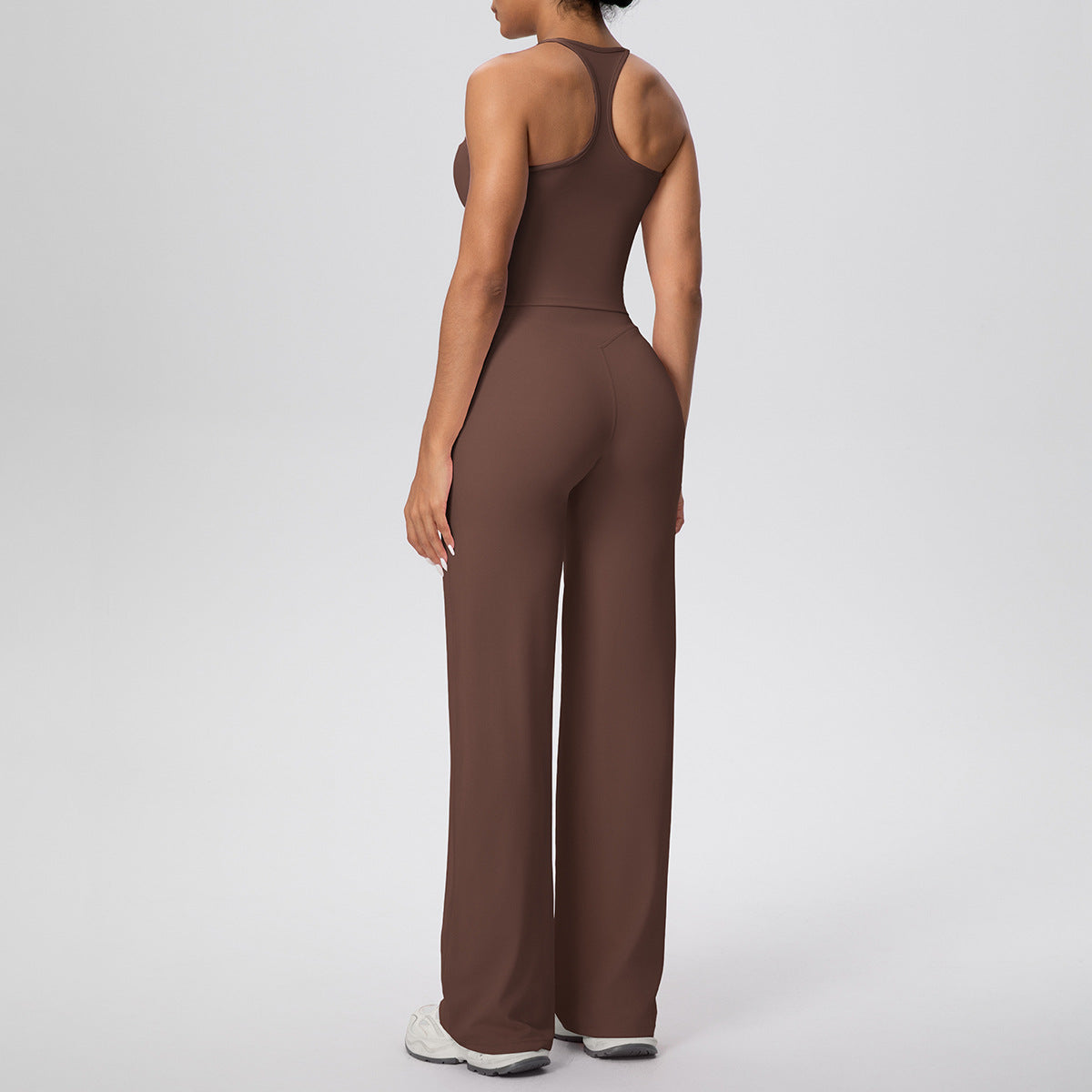 Micro Brushed Solid Color H Shaped Beauty Back Sports Vest Yoga Pants Baggy Straight Trousers Fitness Yoga Wear Suit