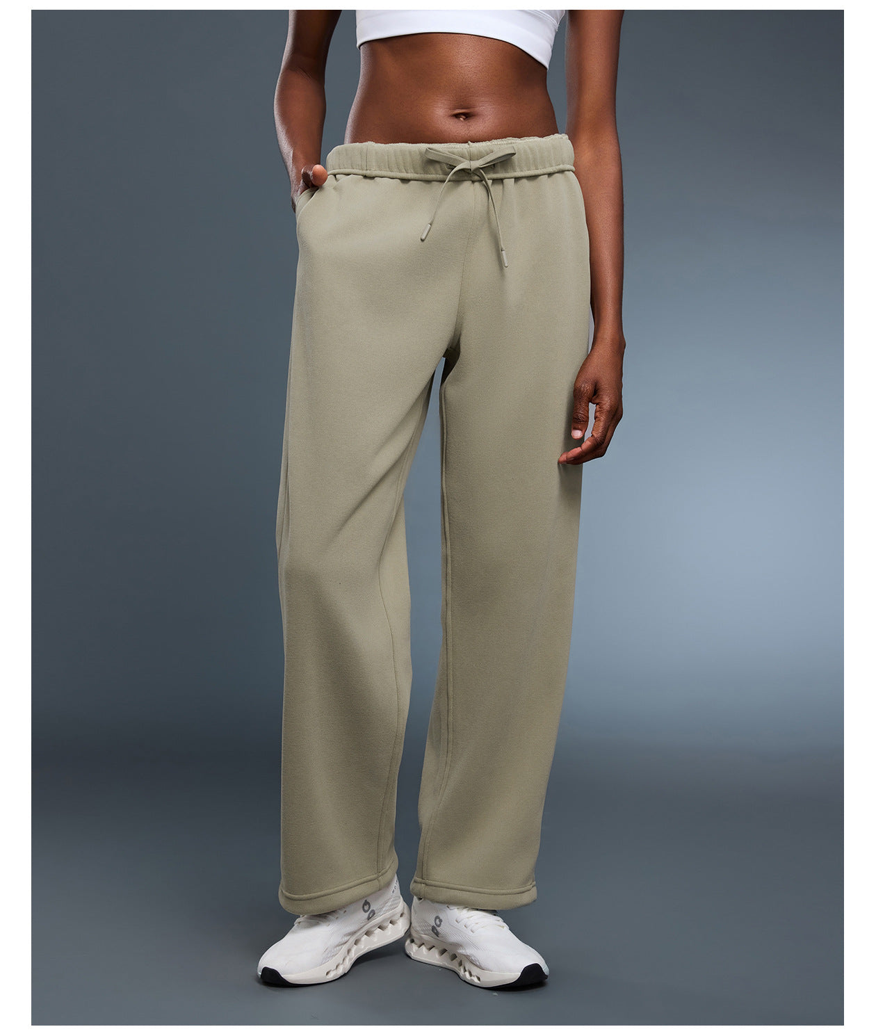 Casual Pants Autumn Winter Loose Straight Sports Trousers Women Warm Drawstring Ankle Tied Sweatpants